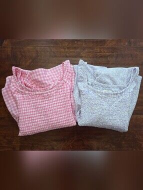 Cat & Jack Pink Gingham & Lavender Floral Smocked Peplum Blouse Bundle Size XL